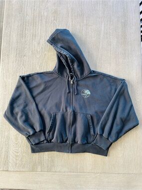 Vans Women’s Black Oversized Full-Zip Hoodie with Palm Tree
